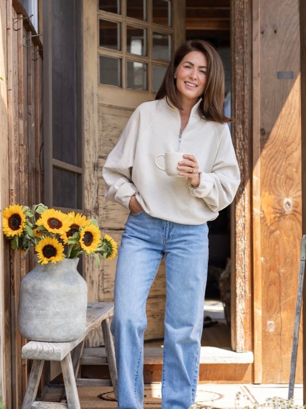 Brunette The Label NYB Quarter Zip Oatmeal
